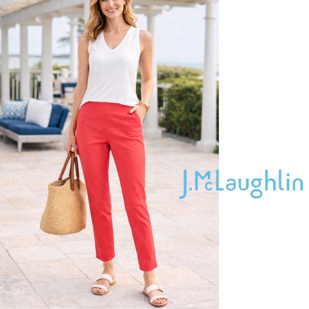 J. McLaughlin Coral Tailored Ankle Pant Straight Leg 6 medium cotton stretch